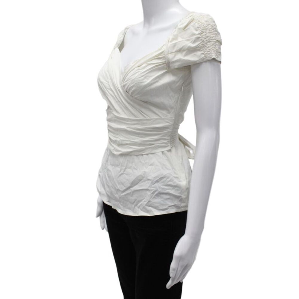 BCBGMAXAZRIA Women Sweetheart Tie Blouse White Sleeveless Size XS